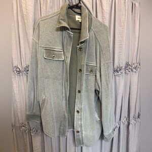 BKE Olive Casual Fleece Shirt Jacket